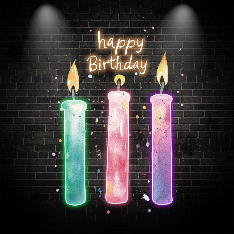Three LED neon signs Candle Lights - Creative birthday wishes decoration, light up the party atmosphere