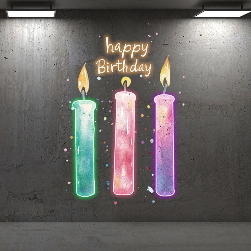 Three LED neon signs Candle Lights - Creative birthday wishes decoration, light up the party atmosphere