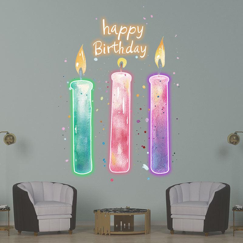 Three LED neon signs Candle Lights - Creative birthday wishes decoration, light up the party atmosphere