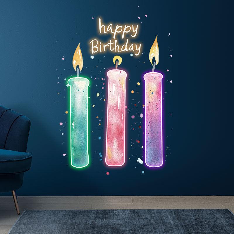 Three LED neon signs Candle Lights - Creative birthday wishes decoration, light up the party atmosphere