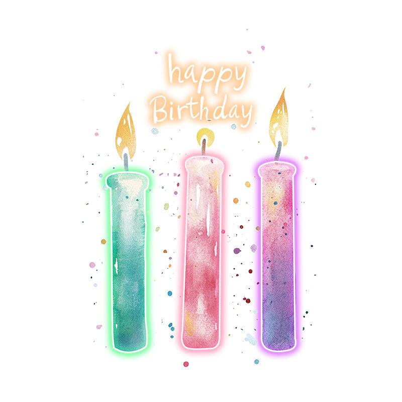 Three LED neon signs Candle Lights - Creative birthday wishes decoration, light up the party atmosphere