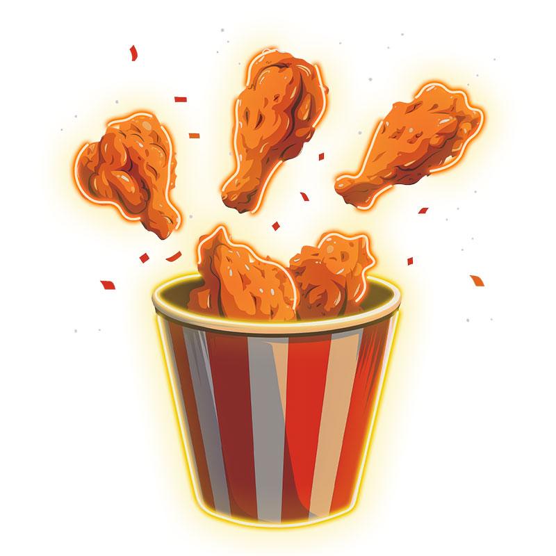 Creative LED Neon Lights - Delicious Fried Chicken Bucket Decoration, Fried Chicken Legs Popping Out, Perfect Restaurant or Party Ambience