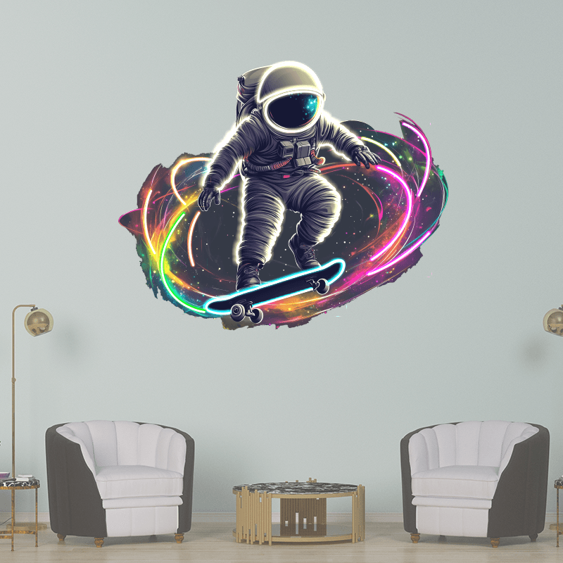 Cool Colorful Star Background LED Neon signs Lights - Spaceman Skateboard Jump Decoration Lights | Creative Home, Party, Gifts