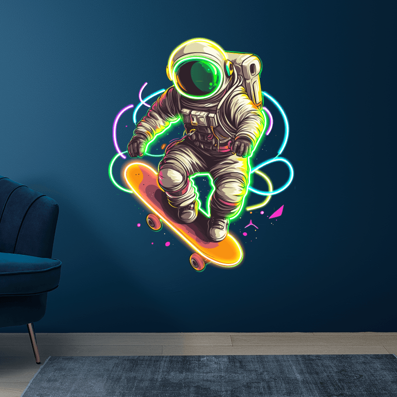 Cool Spaceman Skateboard Jumping LED Neon Lights - Creative Lighting Decoration | Home, Party, Gift