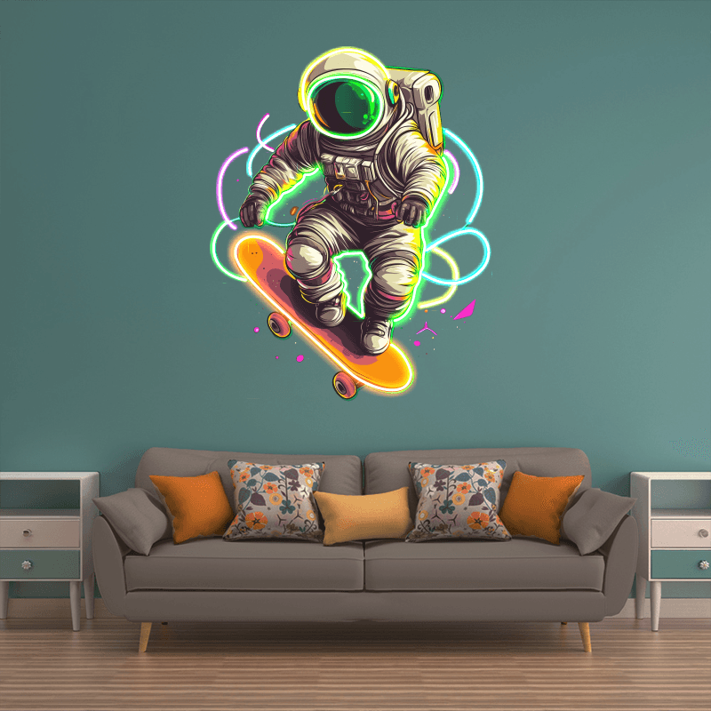 Cool Spaceman Skateboard Jumping LED Neon Lights - Creative Lighting Decoration | Home, Party, Gift