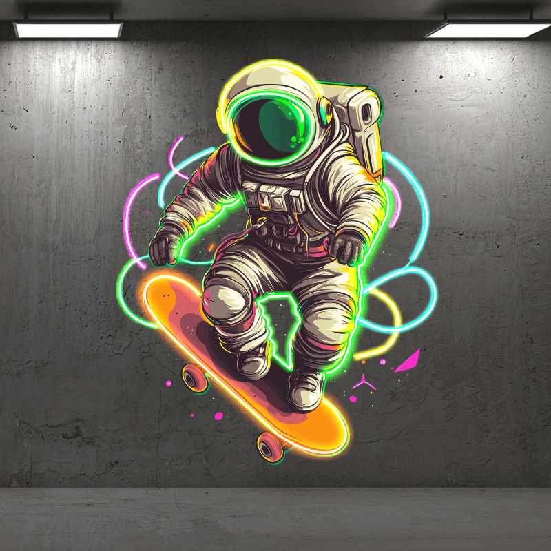 Cool Spaceman Skateboard Jumping LED Neon Lights - Creative Lighting Decoration | Home, Party, Gift
