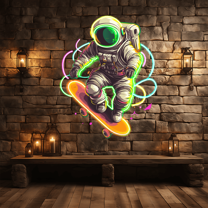 Cool Spaceman Skateboard Jumping LED Neon Lights - Creative Lighting Decoration | Home, Party, Gift
