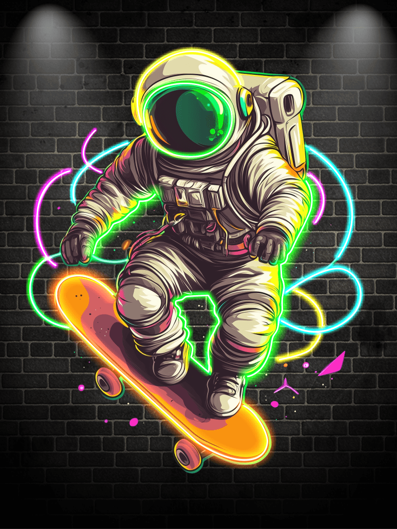 Cool Spaceman Skateboard Jumping LED Neon Lights - Creative Lighting Decoration | Home, Party, Gift