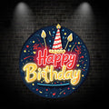 Round Happy Birthday Neon signs| LED Decoration Lights | Atmosphere Candle & Cake Design | Creative Birthday Party Decoration