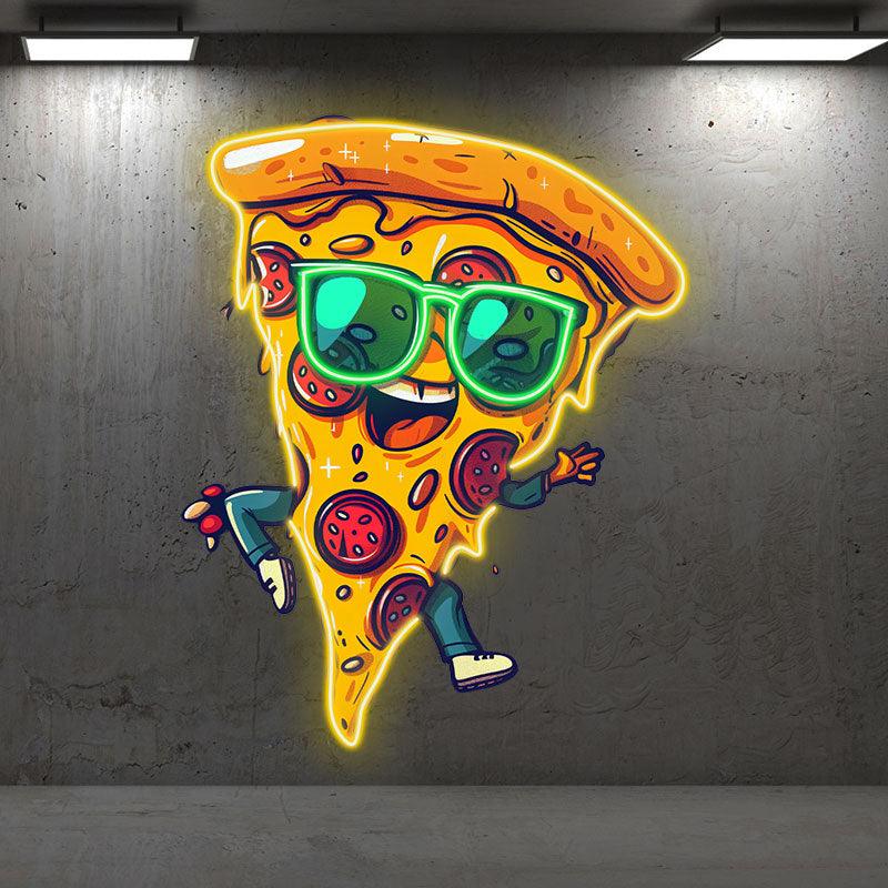 Dancing Pizza LED Neon signs Lights - Wearing Sunglasses Smile Showing Teeth Creative Decoration Lights | Home, Party, Restaurant Favors