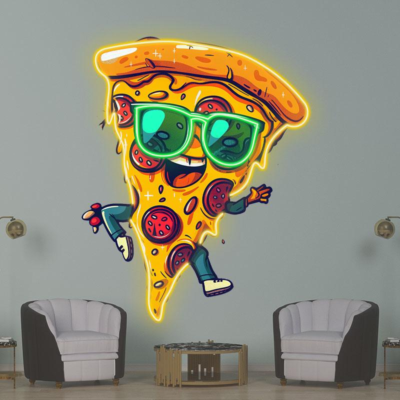 Dancing Pizza LED Neon signs Lights - Wearing Sunglasses Smile Showing Teeth Creative Decoration Lights | Home, Party, Restaurant Favors