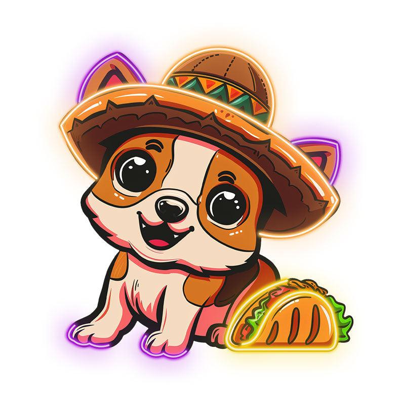 Cute Puppy Neon signs Lights - LED Lights with Hat Smile Next to Burger Design, Creative Home Decor, Perfect Party Vibe