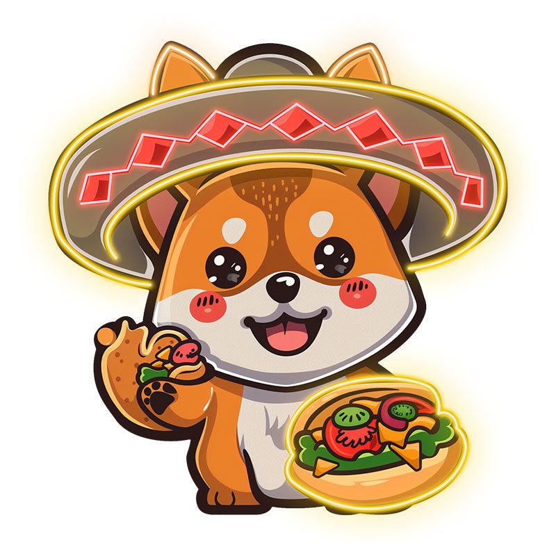 Cute Puppy Neon signs Lights - LED Lights, Head with Swimming Ring and Hand with Pizza, Funny Home Decoration, Perfect Party Vibe