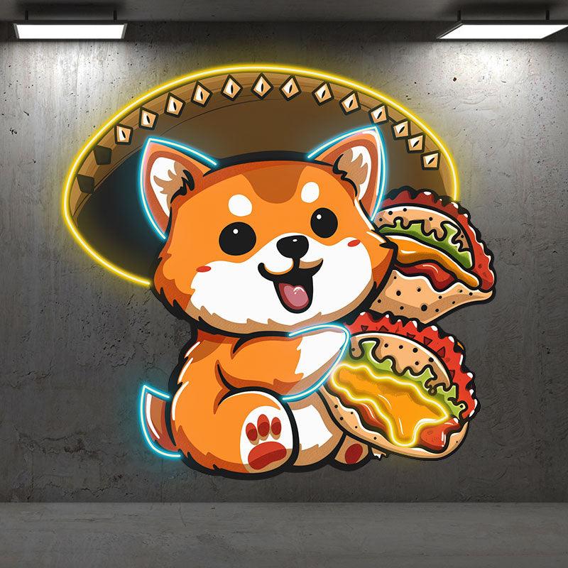 Cute Little Corky Neon signs Lights - LED lights, double burgers in hand, round circle of light on head, creative home decoration, perfect party atmosphere