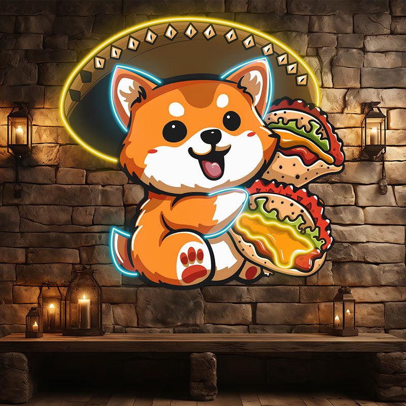 Cute Little Corky Neon signs Lights - LED lights, double burgers in hand, round circle of light on head, creative home decoration, perfect party atmosphere