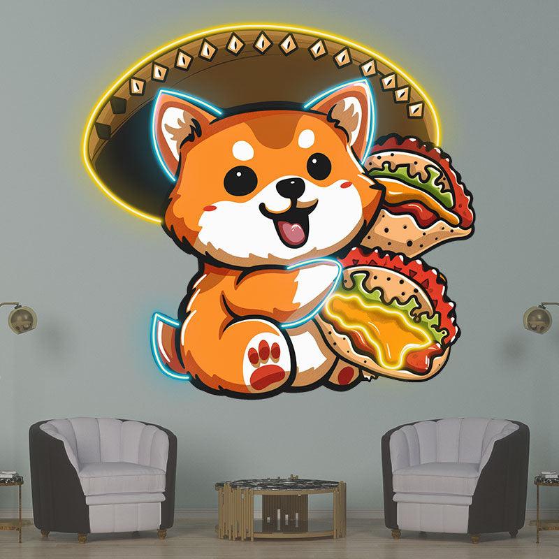 Cute Little Corky Neon signs Lights - LED lights, double burgers in hand, round circle of light on head, creative home decoration, perfect party atmosphere