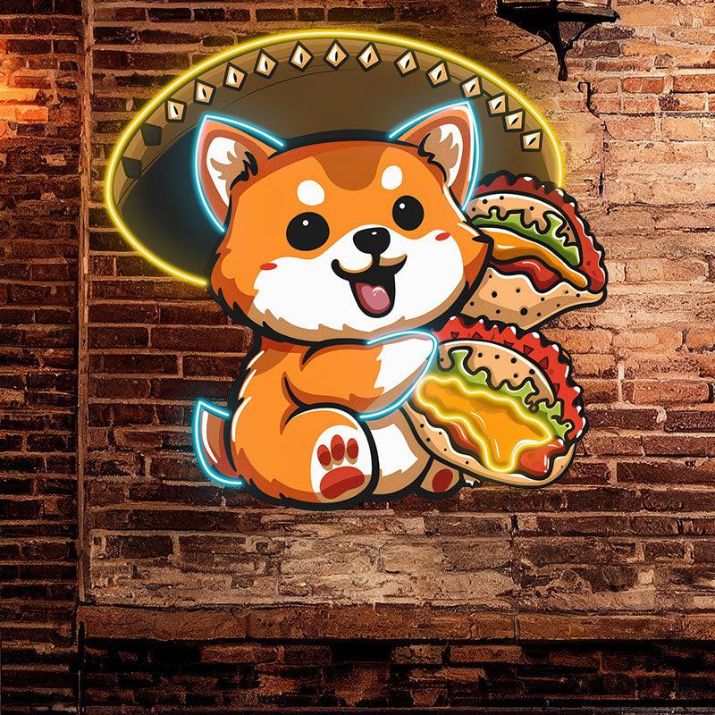 Cute Little Corky Neon signs Lights - LED lights, double burgers in hand, round circle of light on head, creative home decoration, perfect party atmosphere