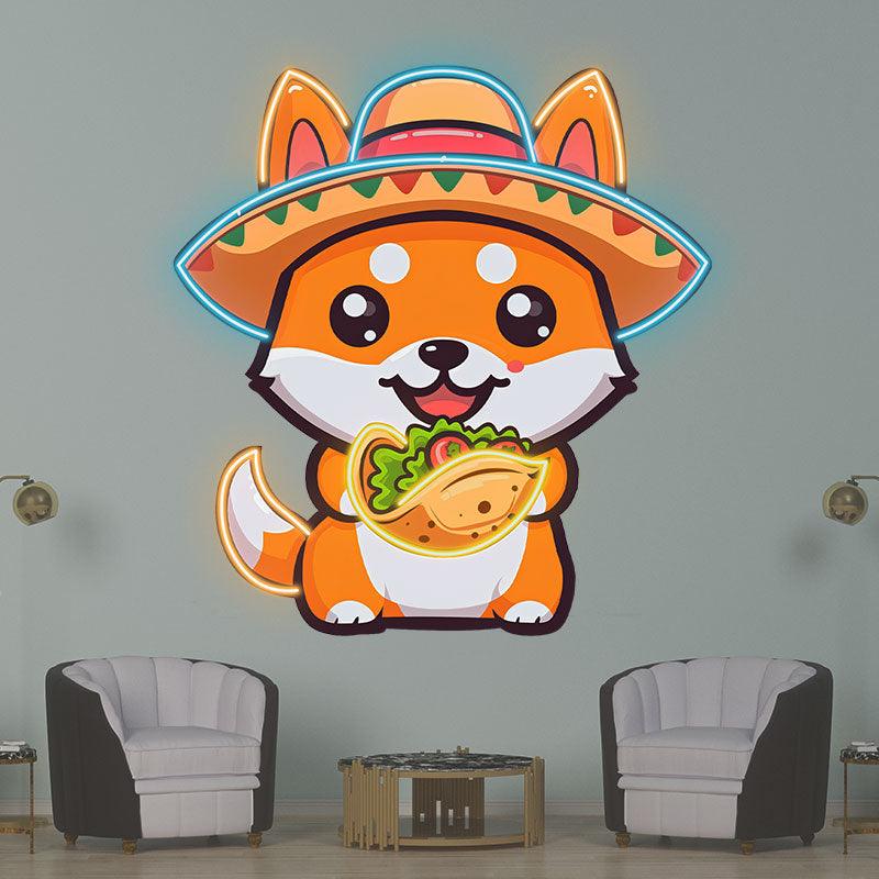 Cute Little Corky Neon signs Lights - LED Lighting, take a big burger in hand, wear a hat and laugh, creative home decoration, perfect party atmosphere