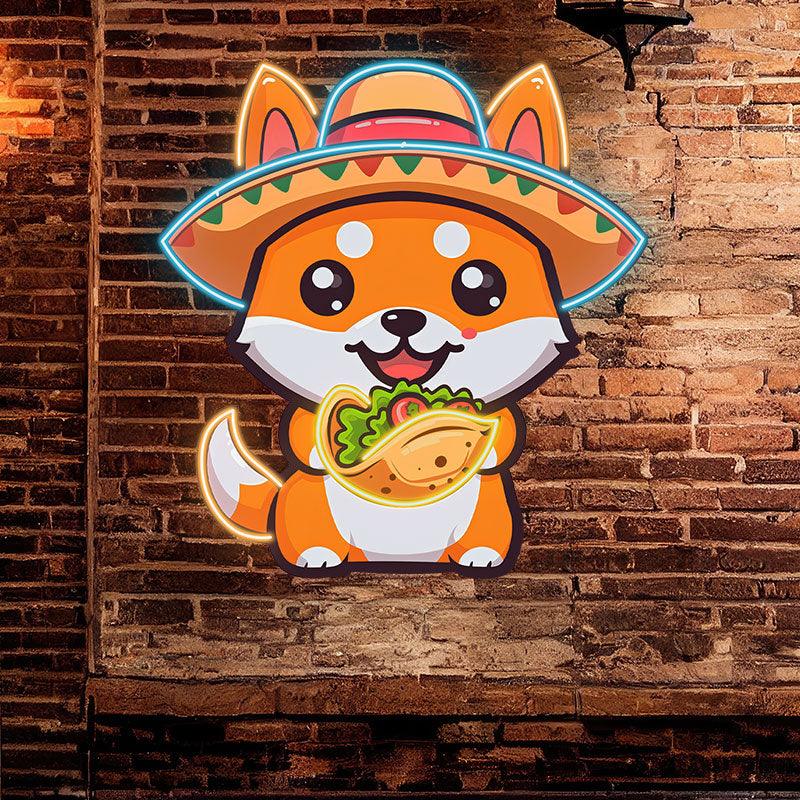 Cute Little Corky Neon signs Lights - LED Lighting, take a big burger in hand, wear a hat and laugh, creative home decoration, perfect party atmosphere