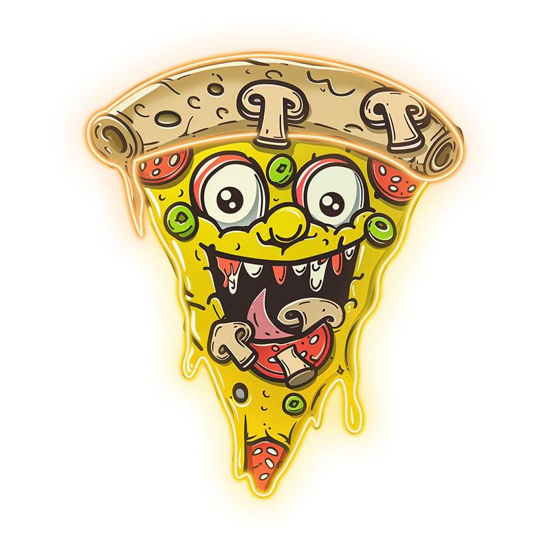 Wacky Smiley Pizza Neon signs Lights - LED light fixtures with open mouth laughing, sprinkled with fresh veggies and salad, creative home decor, perfect party atmosphere!