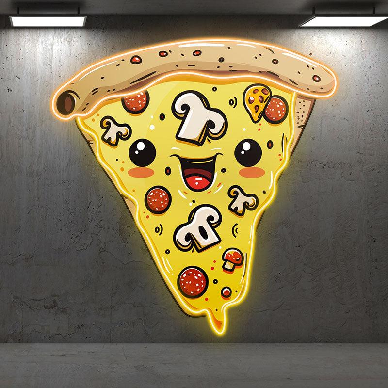 Creamy Chocolate Pizza Neon Lights - LED Lights, Smiley Face Emoji Design, Creative Home Decor, Perfect Party Vibe