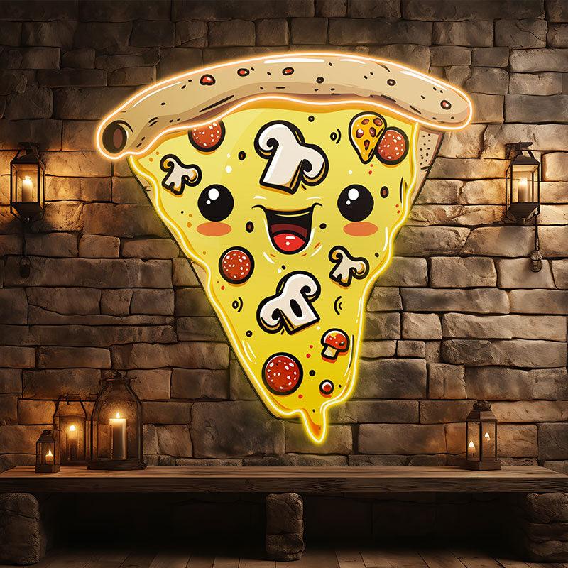 Creamy Chocolate Pizza Neon Lights - LED Lights, Smiley Face Emoji Design, Creative Home Decor, Perfect Party Vibe