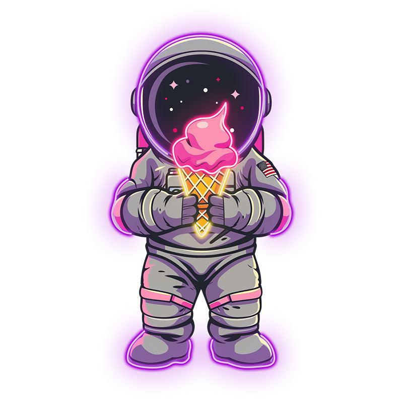 Purple Spaceman Neon signs Lights - LED Lights with Big Ice Cream in Hand, Creative Home Decor, Perfect Party Vibe