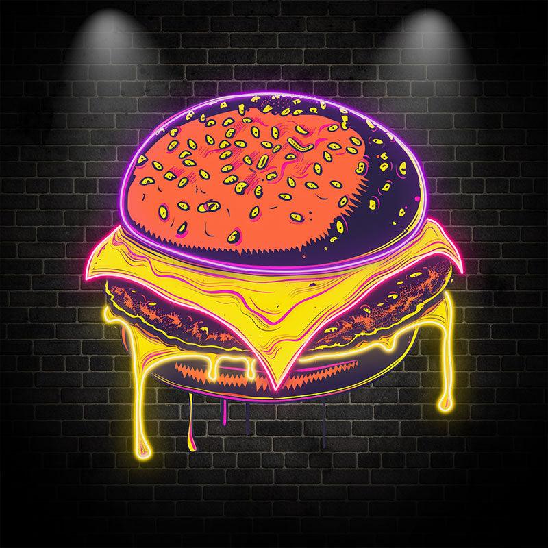 Sandwich Steak Big Burger Neon signs Lights - LED Lights, Sprinkled Melon Nuts, Flowing Spiced Juice, Creative Home Decor, Perfect Party Atmosphere
