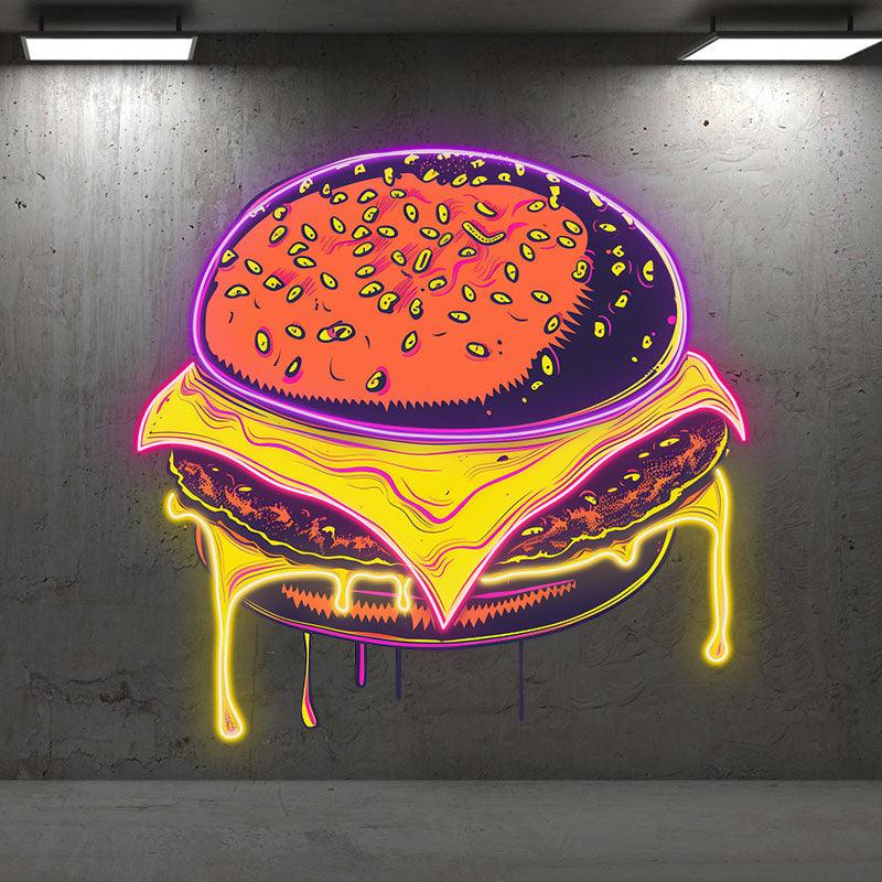 Sandwich Steak Big Burger Neon signs Lights - LED Lights, Sprinkled Melon Nuts, Flowing Spiced Juice, Creative Home Decor, Perfect Party Atmosphere