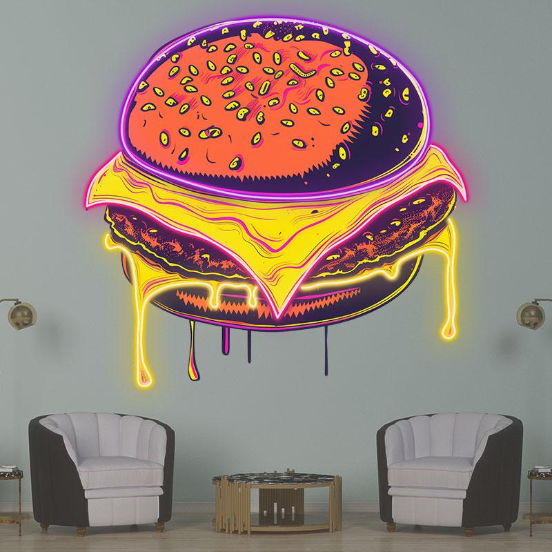 Sandwich Steak Big Burger Neon signs Lights - LED Lights, Sprinkled Melon Nuts, Flowing Spiced Juice, Creative Home Decor, Perfect Party Atmosphere