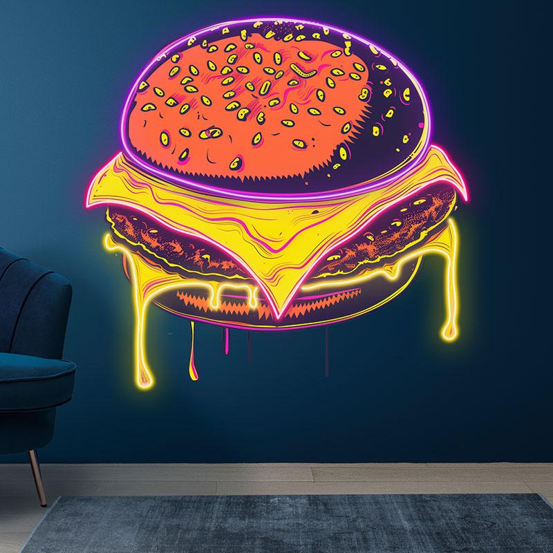 Sandwich Steak Big Burger Neon signs Lights - LED Lights, Sprinkled Melon Nuts, Flowing Spiced Juice, Creative Home Decor, Perfect Party Atmosphere