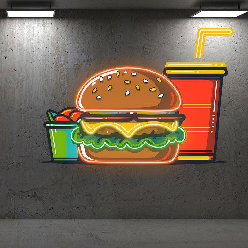 Burger & Coke LED Neon signs Set - Creative Catering Decoration Lights | Home, Restaurant, Party Favors