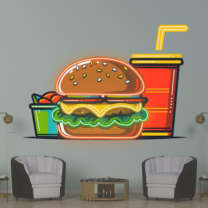 Burger & Coke LED Neon signs Set - Creative Catering Decoration Lights | Home, Restaurant, Party Favors
