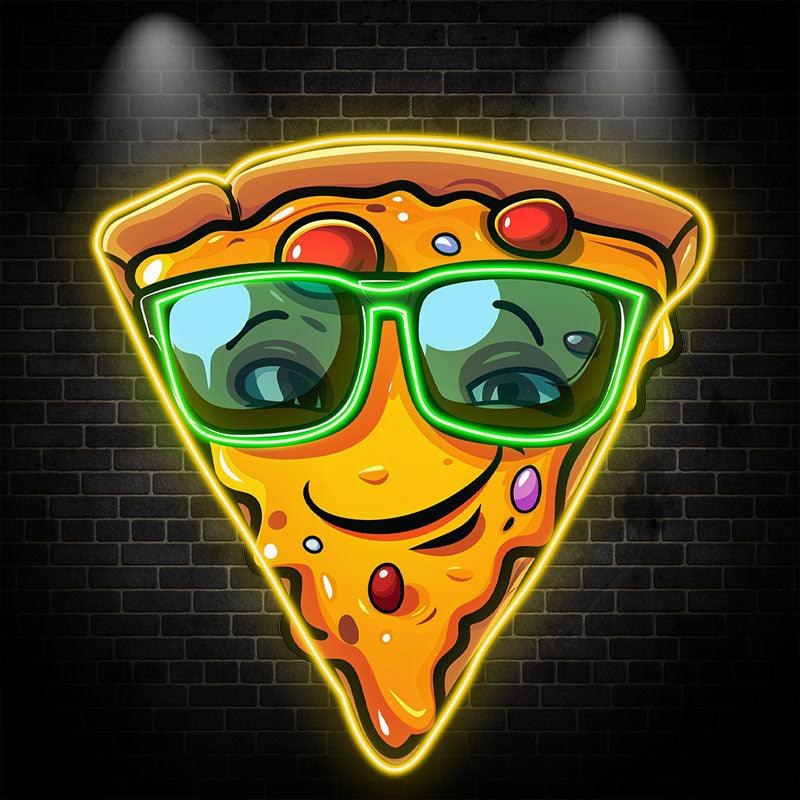 Smile Pizza LED Neon signs Lights - Wear Green Sunglasses Creative Decoration Lights | Home, Party, Restaurant Favors