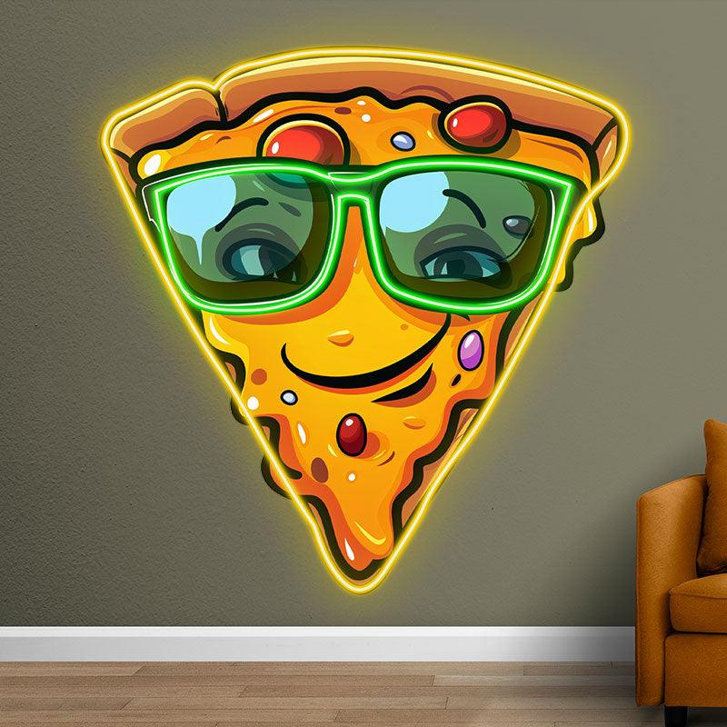 Smile Pizza LED Neon signs Lights - Wear Green Sunglasses Creative Decoration Lights | Home, Party, Restaurant Favors