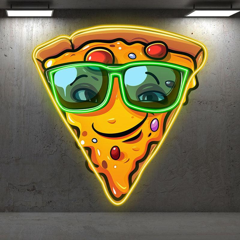 Smile Pizza LED Neon signs Lights - Wear Green Sunglasses Creative Decoration Lights | Home, Party, Restaurant Favors