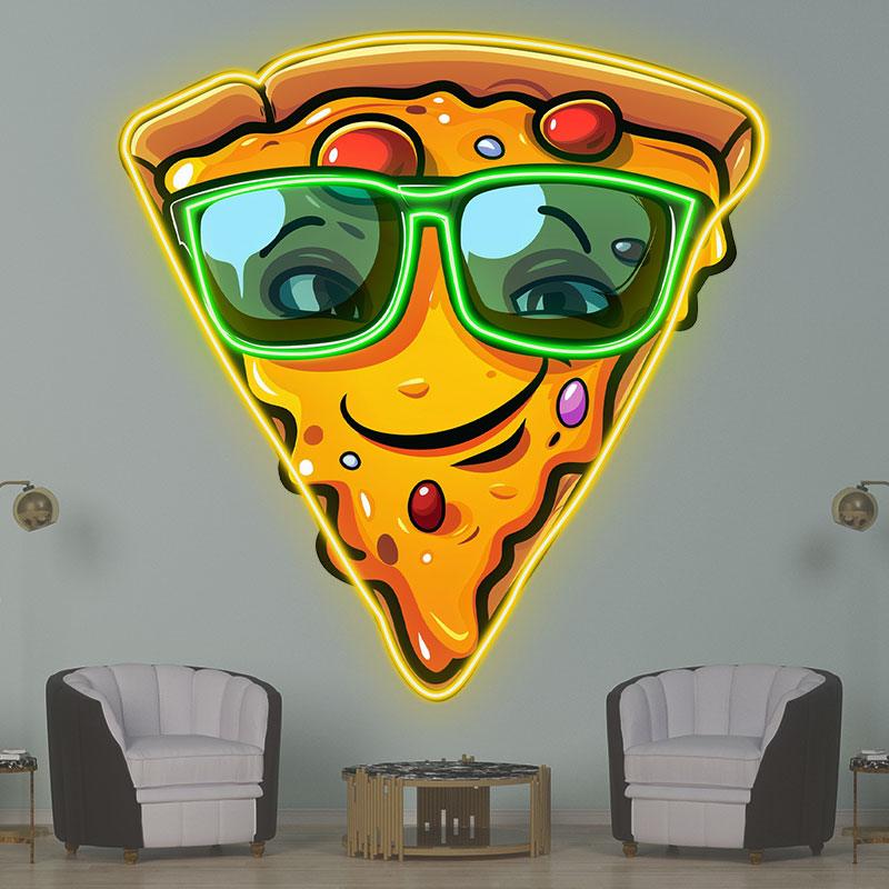Smile Pizza LED Neon signs Lights - Wear Green Sunglasses Creative Decoration Lights | Home, Party, Restaurant Favors