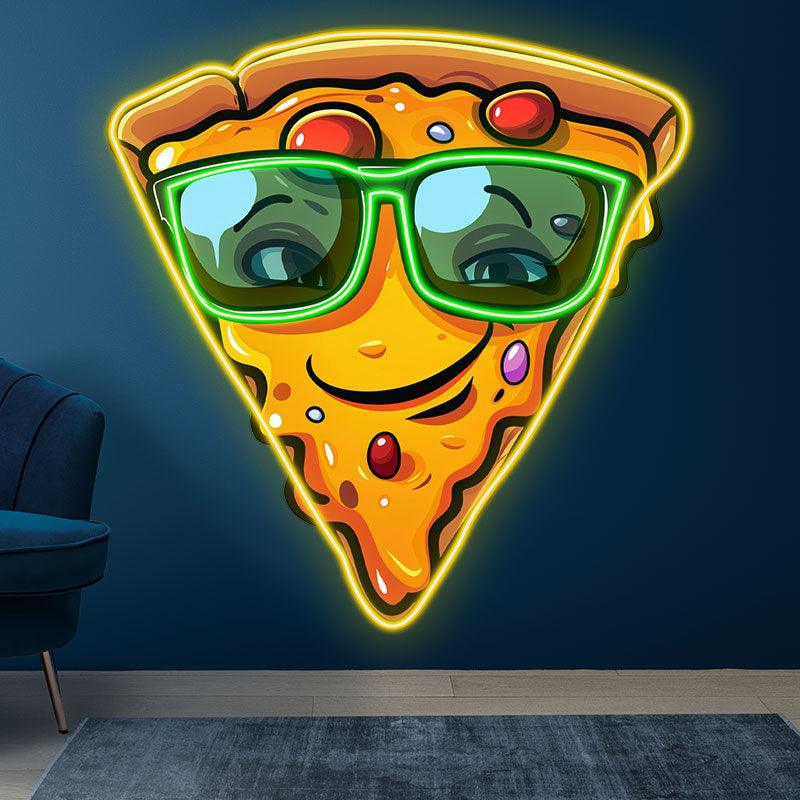 Smile Pizza LED Neon signs Lights - Wear Green Sunglasses Creative Decoration Lights | Home, Party, Restaurant Favors
