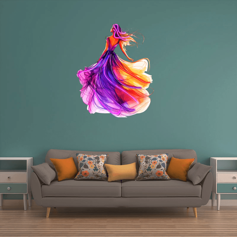 Fashion European and American Beauty Dancing Neon signs Lights - Red and purple light long dress dancing LED decorative lights, personalized home and creative space lighting