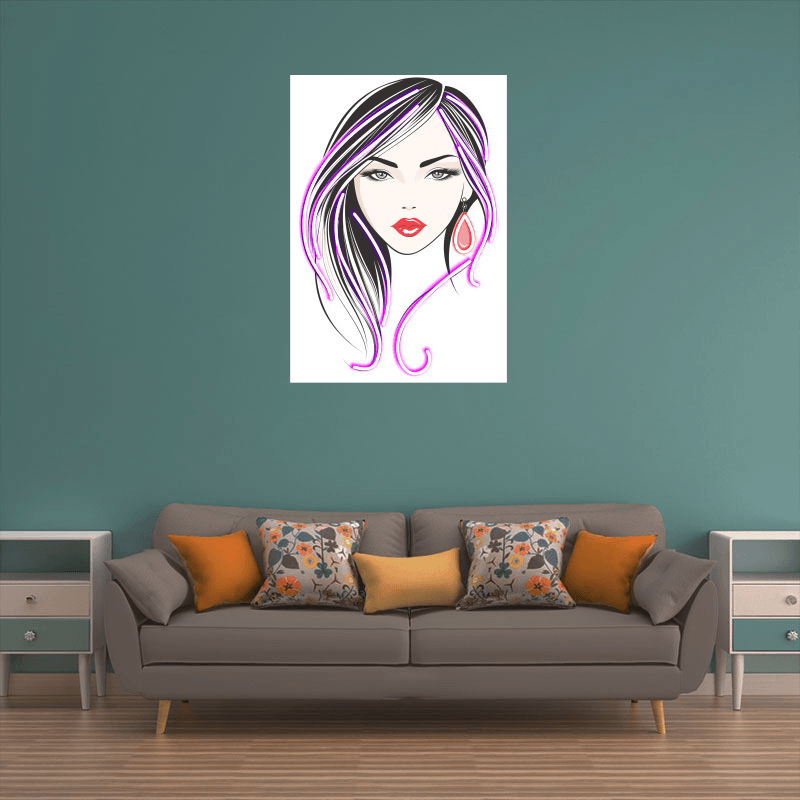 Fashion European and American beauty front face close-up neon signs lights - Sketch style LED decorative lights, personalized home and creative space lighting