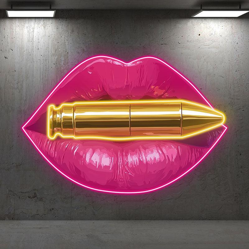 Red Lips Neon signs - Unique Bullet Design LED Decorative Lights for Bars, Parties and Home Decoration