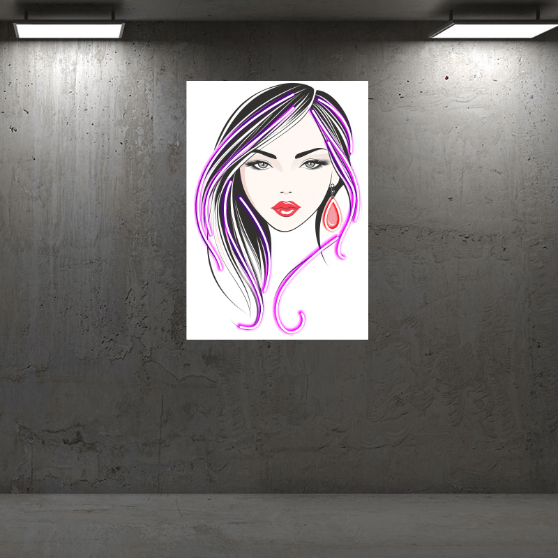 Fashion European and American beauty front face close-up neon signs lights - Sketch style LED decorative lights, personalized home and creative space lighting