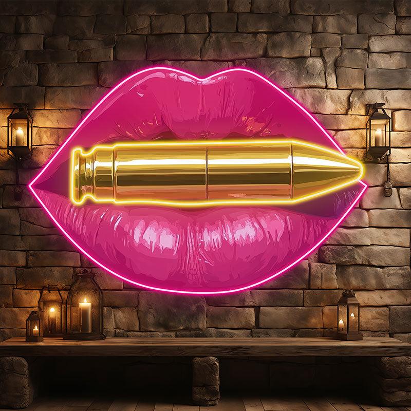 Red Lips Neon signs - Unique Bullet Design LED Decorative Lights for Bars, Parties and Home Decoration