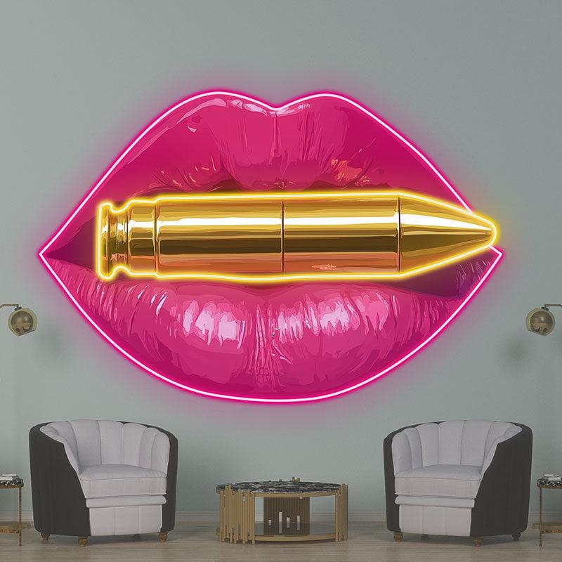 Red Lips Neon signs - Unique Bullet Design LED Decorative Lights for Bars, Parties and Home Decoration