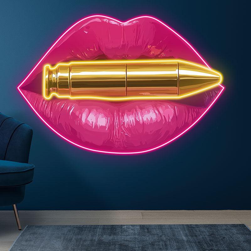 Red Lips Neon signs - Unique Bullet Design LED Decorative Lights for Bars, Parties and Home Decoration