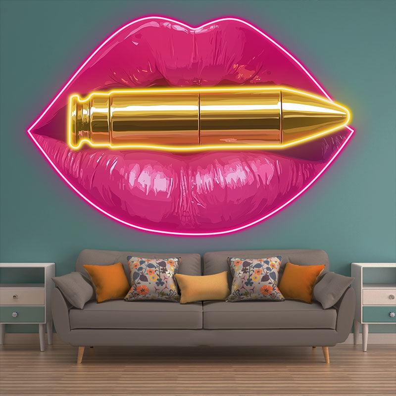 Red Lips Neon signs - Unique Bullet Design LED Decorative Lights for Bars, Parties and Home Decoration