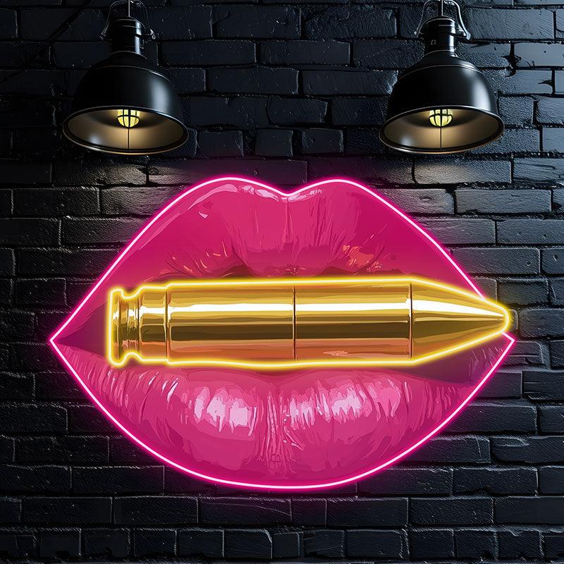 Red Lips Neon signs - Unique Bullet Design LED Decorative Lights for Bars, Parties and Home Decoration