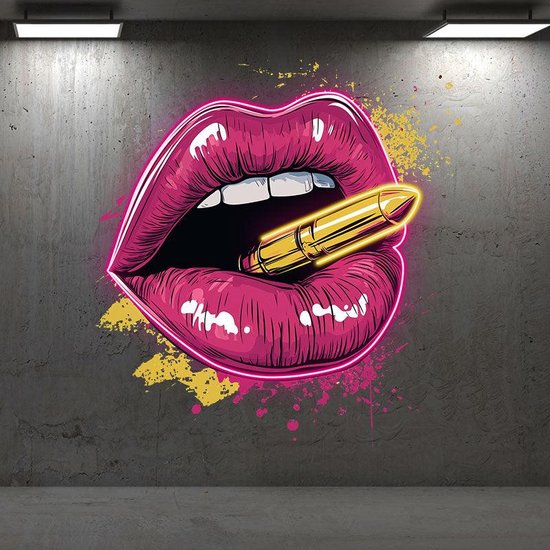 Red Lips Neon signs Lights - Contains Bullet Design LED Decorative Lights for Bars, Parties, Home and Creative Spaces