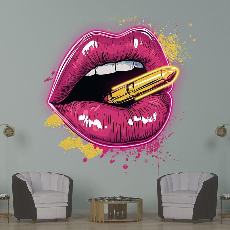 Red Lips Neon signs Lights - Contains Bullet Design LED Decorative Lights for Bars, Parties, Home and Creative Spaces