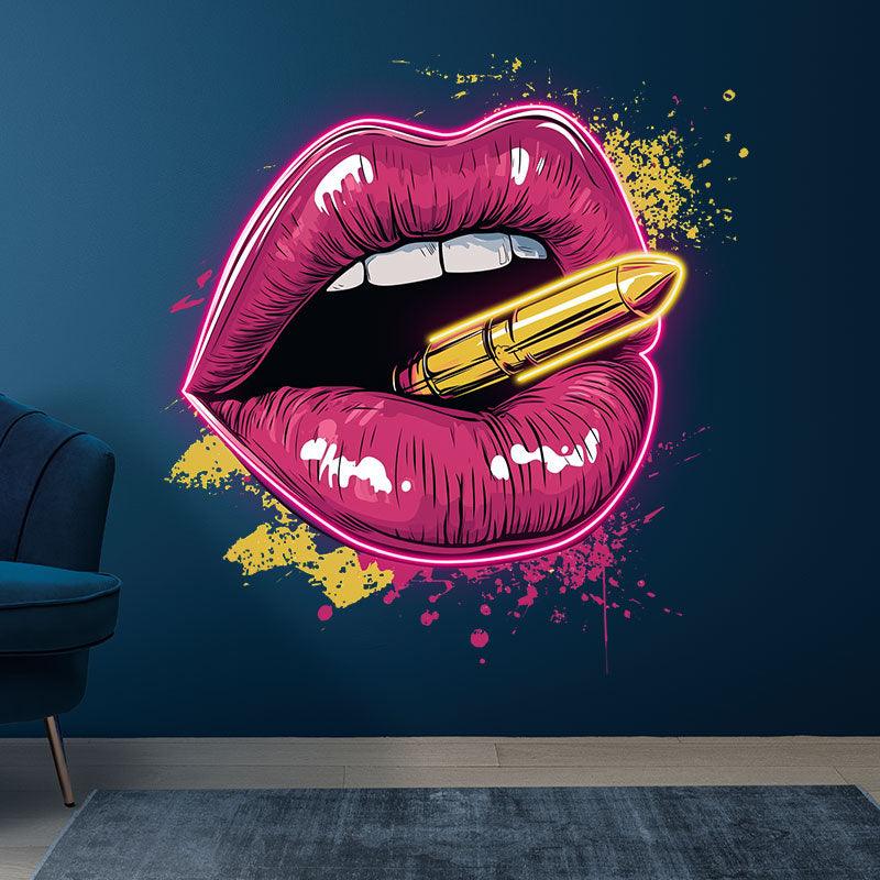 Red Lips Neon signs Lights - Contains Bullet Design LED Decorative Lights for Bars, Parties, Home and Creative Spaces